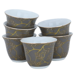 Al Saif Gallery porcelain Arabic coffee cups set, 12 pieces, wooded - grey product image 1