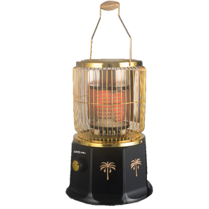 GVC Pro Decorative Electric Circular Heater, Kingdom Logo, 2400 Watt, Two Heating Levels, GVHT-2002B - Gold/Black product image