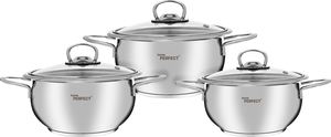 Home Perfect Turkish Steel Pots Lid Set, 3 pieces - silver product image