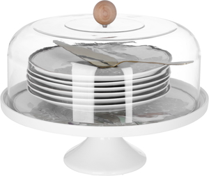 Al Saif Gallery porcelain cake stand set with acrylic cover, 9 pieces, bird pattern - white product image