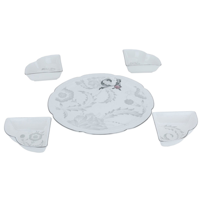 Al Saif Gallery Porcelain Yogurt Set, with Round Plate, 4.5 Inch, 5 Pieces - White product image 2