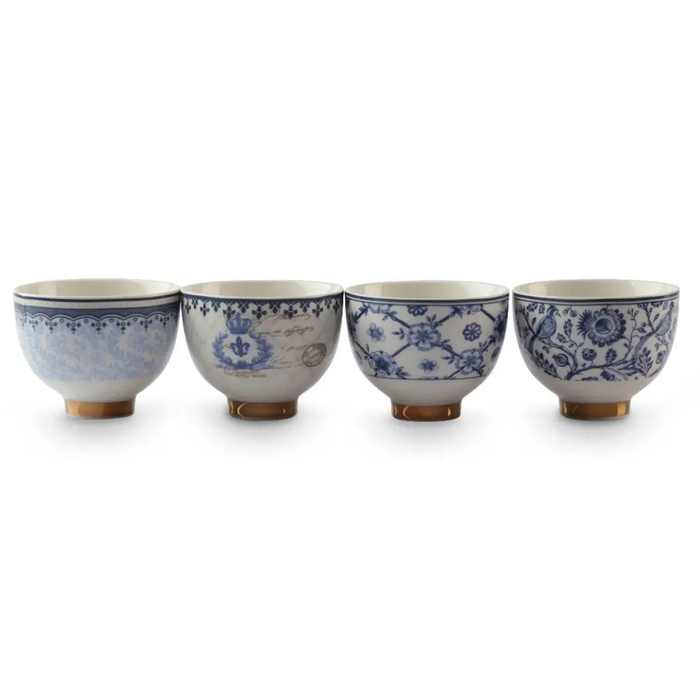 Al Saif Gallery ceramic cup set, 12 pieces, blue-white wood product image 1