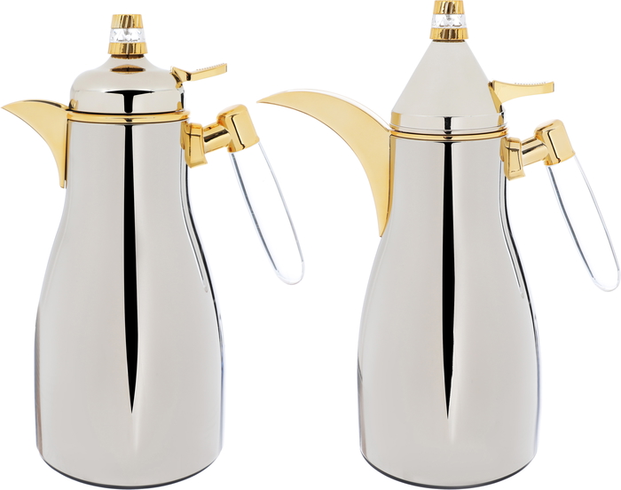 Al Saif Gallery Maimouna Steel Thermos Set, 2 Pieces, 1/1 Liter - Silver product image 1