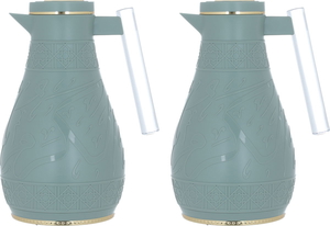 Al Saif Gallery Plastic Thermos Set (Karam), 1 liter - 0.75 liters, 2 pieces - green product image