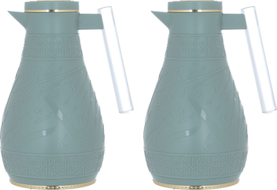 Al Saif Gallery Plastic Thermos Set (Karam), 1 liter - 0.75 liters, 2 pieces - green product image 1