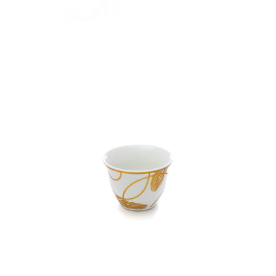 Al Saif Gallery porcelain cups and teacups serving set, golden pattern, 24 pieces - white product image 3