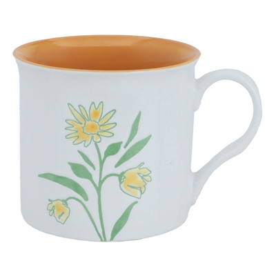 Al Saif Gallery porcelain mug, 650 ml, orange-white rose pattern product image 1