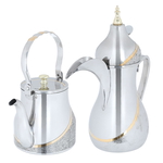 Al Saif Gallery Steel Dallah Coffee and Teapot Set, 0.9/1.06 Liter - Silver product image 2