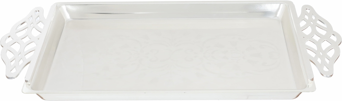 Al Saif Gallery Steel Serving Trays Set, Two Pieces, Patterned -- Silver product image 2