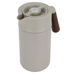 Timeless plastic thermos, 1.2 liters, with wooden handle - beige product image 1