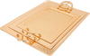 Al Saif Gallery steel tray set, 3 pieces, rectangular, engraved - gold product image 1