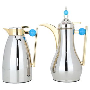 Alaa Steel Al Saif Gallery thermos set, 1 liter, light blue-silver handle product image