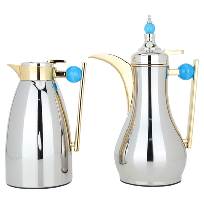 Alaa Steel Al Saif Gallery thermos set, 1 liter, light blue-silver handle product image 1