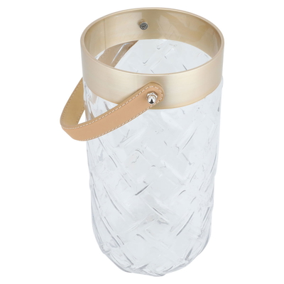 فازة زجاج السيف غاليري، 30×15×10 سم، بيد جلد - شفاف product image 2