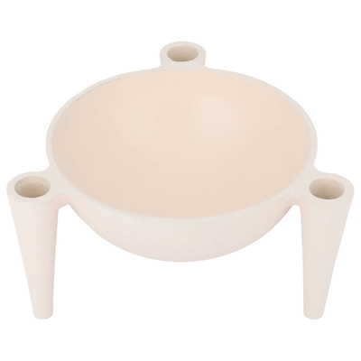 Al Saif Gallery Plated Iron Serving Bowl, 20x20x10 cm, Round, with Candle Legs - Light Beige product image 2