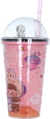 Save Soo Plastic Juice Cup, with Straw, 450 ml - Colorful product image 1