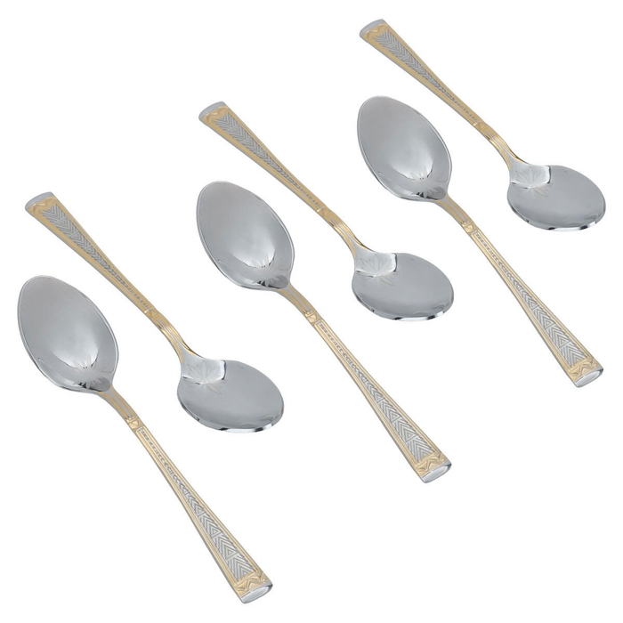 Al Saif Gallery steel sweet spoon set, 6 pieces, triangle pattern - silver product image 1