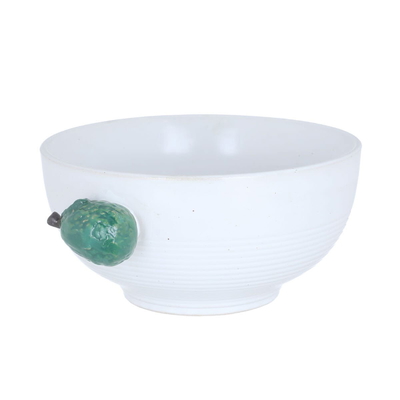 Al Saif Gallery Porcelain Soup Bowl, 20.3 x 15.1 x 7.5 cm, decorated with avocado - white product image 2