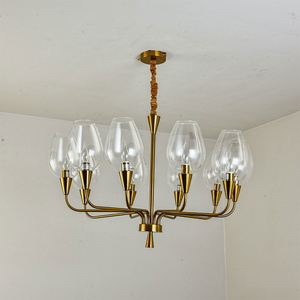 Al Saif Gallery Modern Brass Chandelier, 10 Bulbs, 89X37X27 Cm - Gold product image