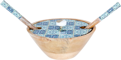 Al Saif Gallery Wooden Bowl Set, 3 Pieces, 10×4 cm - Blue Wood product image 2