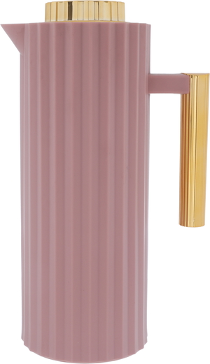 Timeless Rawaa 2 Glass Thermos, 1 Liter, Plastic Exterior, Golden Handle - Dark Pink product image