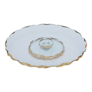 Al Saif Gallery glass dessert serving stand, 33x33x4.5 cm, circular, with movable base - clear product image