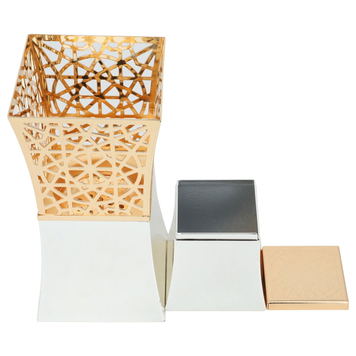 Incense Burner Set With Al Saif Gallery Steel Incense Box, 10X10X20 Cm - Golden White product image 2