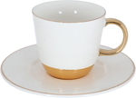 Porcelain coffee cup set with a gold base, 12 pieces, 90 ml, with saucer - white product image 2