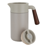 Timeless plastic thermos, 1.2 liters, with wooden handle - beige product image 2