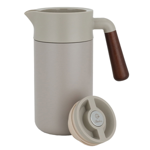 Timeless plastic thermos, 1.2 liters, with wooden handle - beige product image