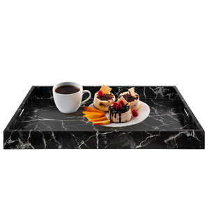 Al Saif Gallery Wooden Serving Tray, 45x30x4 cm, Rectangle, Two Handles, Small - Black product image