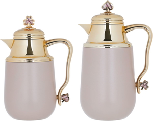 Al Saif Gallery Fatima plastic thermos set, 1/0.7 liter, gold, 2 pieces - brown product image