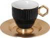 Porcelain coffee cup set with a gold base, Amber, 12 pieces, 90 ml, gold saucer - black product image 2