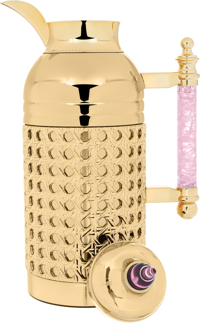 Sarah Estelle Al Saif Gallery thermos set, 1+1 liter, pink crystal handle, 2 pieces - gold product image 2