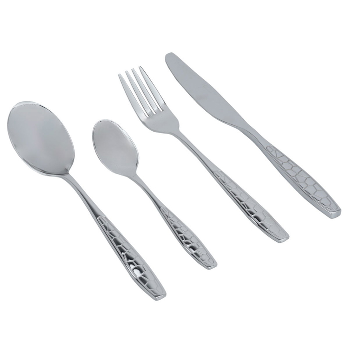 Al Saif Gallery steel spoon set, 24 pieces, engraved - silver product image 1