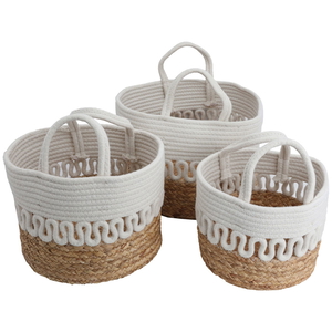 Al Saif Gallery Cotton Baskets Set, 25,30,35 cm, Round, 3 Pieces - Beige product image