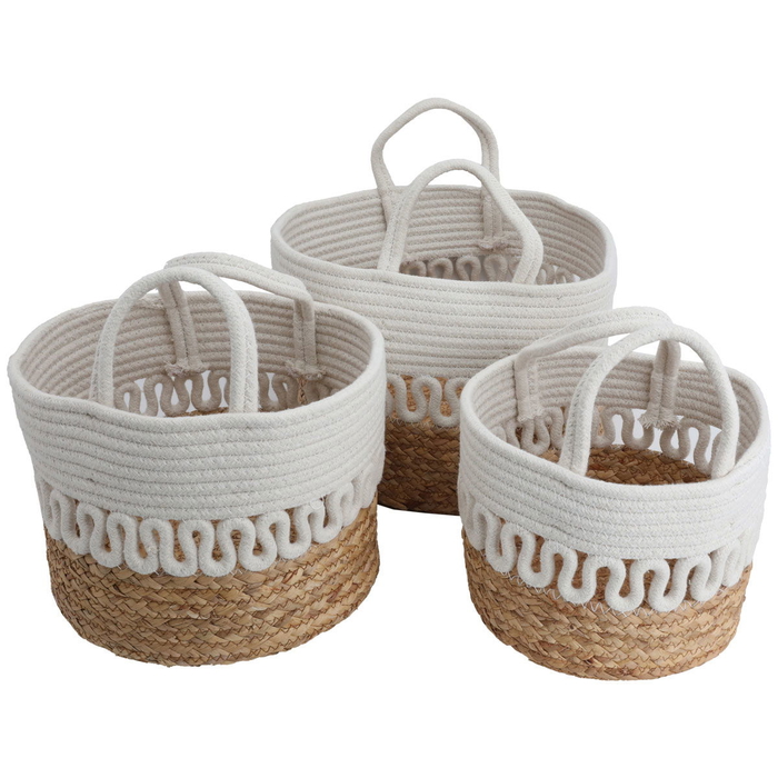 Al Saif Gallery Cotton Baskets Set, 25,30,35 cm, Round, 3 Pieces - Beige product image 1