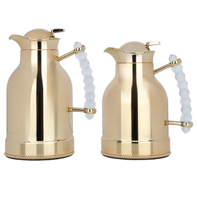 Al Saif Gallery Farida stainless steel thermos set, 2 pieces, 0.7 / 1 liter - gold product image 1