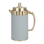 Al Saif Gallery Plastic EVA Thermos Set, 1-0.7 Liter, Golden Handle, 2 Pieces - Light Gray product image 3