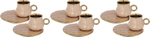 Al Saif Gallery Porcelain Coffee Cups And Saucers Set, 12 Pieces - Golden Brown product image 1