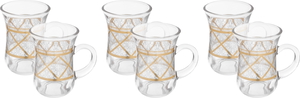 Max Glass Teapot Set, Gold and Silver Embossed, 6 Pieces - Clear product image