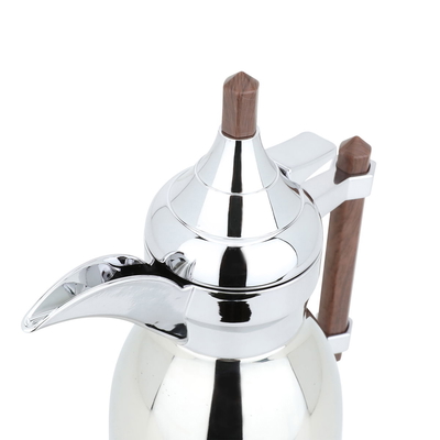 Al Saif Gallery Steel Dallah, 0.6 litres, with wooden handle, with wooden handle - silver product image 2