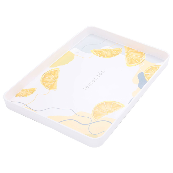 Al Saif Gallery Plastic Serving Tray, 39x27x3 cm, Rectangle, Lemon Pattern, Large - White product image 2