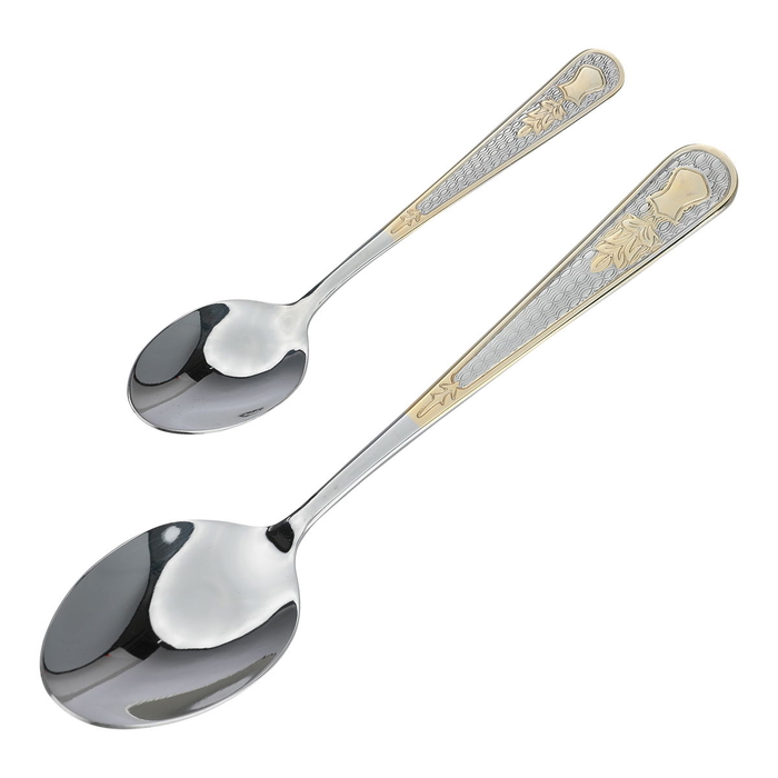 Steel spoon set with Al Saif Gallery bag, 24 pieces, gold-silver pattern product image 5