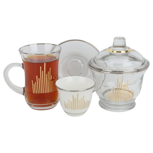 Al Saif Gallery Glass Teacoffee Serving Set, 50 Pieces - Clear Gold product image