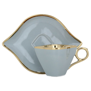 Al Saif Gallery ceramic coffee cup set, gilded, with saucer, 12 pieces - gray product image