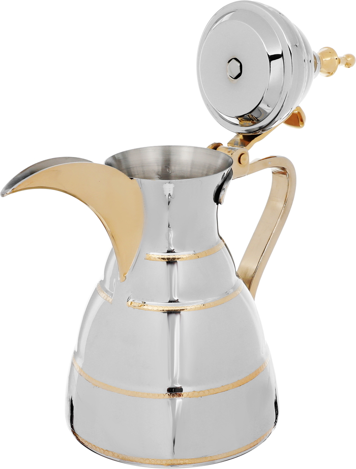 Alsaif Plus Steel Diriyah Dallah, Gold Handle , 26 oz, 0.7 liters - Silver product image 2