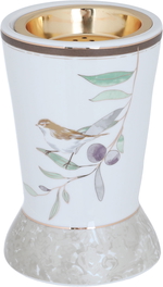 Al Saif Gallery porcelain incense burner, 9x9x15 cm, bird pattern - white product image 1