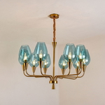 Modern brass Mishkati chandelier, 10 bulbs - gold-blue product image 2