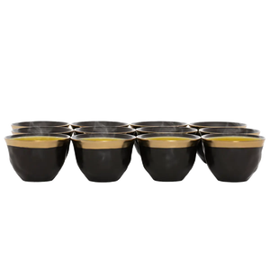 Al Saif Gallery porcelain Arabic coffee cups set, 12 pieces, gold-black line product image